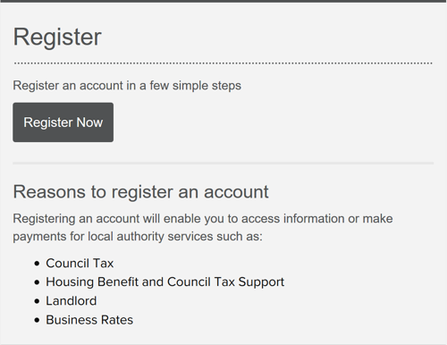 section of the website for registration, showing a large "register" button