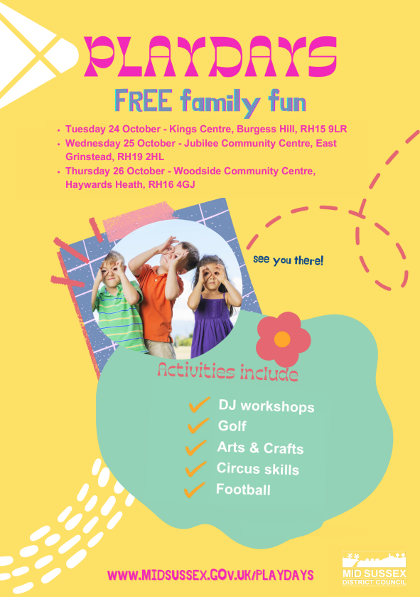 Mid Sussex District Council announces three free events for young families
