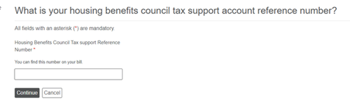 what is your housing benefits council tax support account ref number